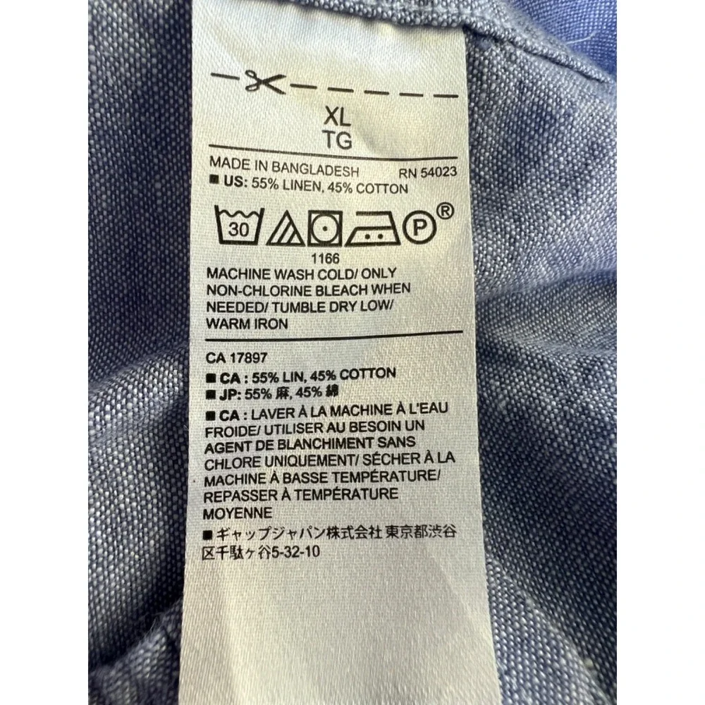 Banana Republic Men's Linen Standard Fit Shirt in Comet‎ Blue Size XL Coastal